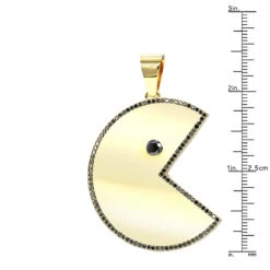 Large Diamond Pacman Pendant For Men 14K Yellow Gold 2 Carat -Its Hot Jewelry Shop custom jewelry large diamond pacman pendant for men in 14k gold 2 carat rulerye