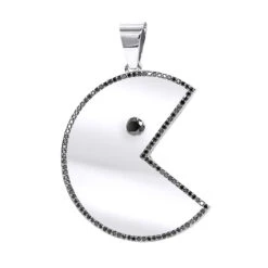 Large Diamond Pacman Pendant For Men 14K Yellow Gold 2 Carat -Its Hot Jewelry Shop custom jewelry large diamond pacman pendant for men in 14k gold 2 carat wh
