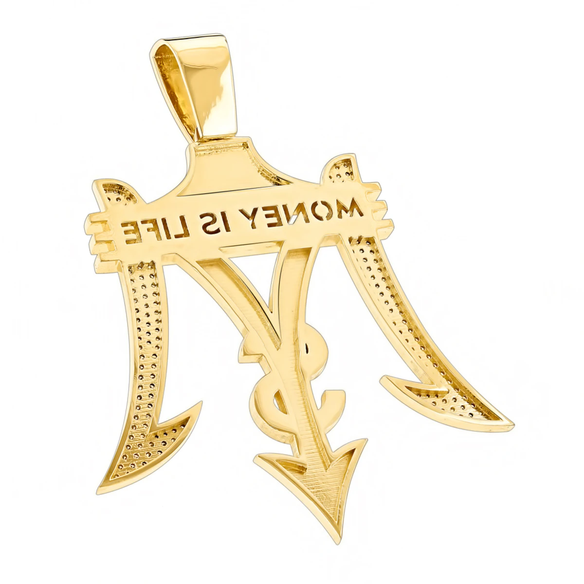 Money Is Life Diamond Pendant For Men 10K Yellow Gold 4ct 6 Money Is Life Diamond Pendant For Men 10K Yellow Gold 4ct - Image 4