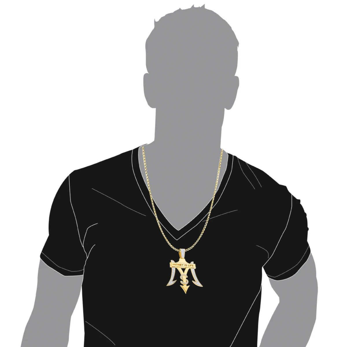 Money Is Life Diamond Pendant For Men 10K Yellow Gold 4ct 7 Money Is Life Diamond Pendant For Men 10K Yellow Gold 4ct - Image 5