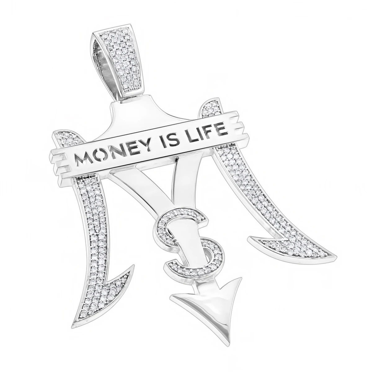 Money Is Life Diamond Pendant For Men 10K Yellow Gold 4ct 4 Money Is Life Diamond Pendant For Men 10K Yellow Gold 4ct - Image 2