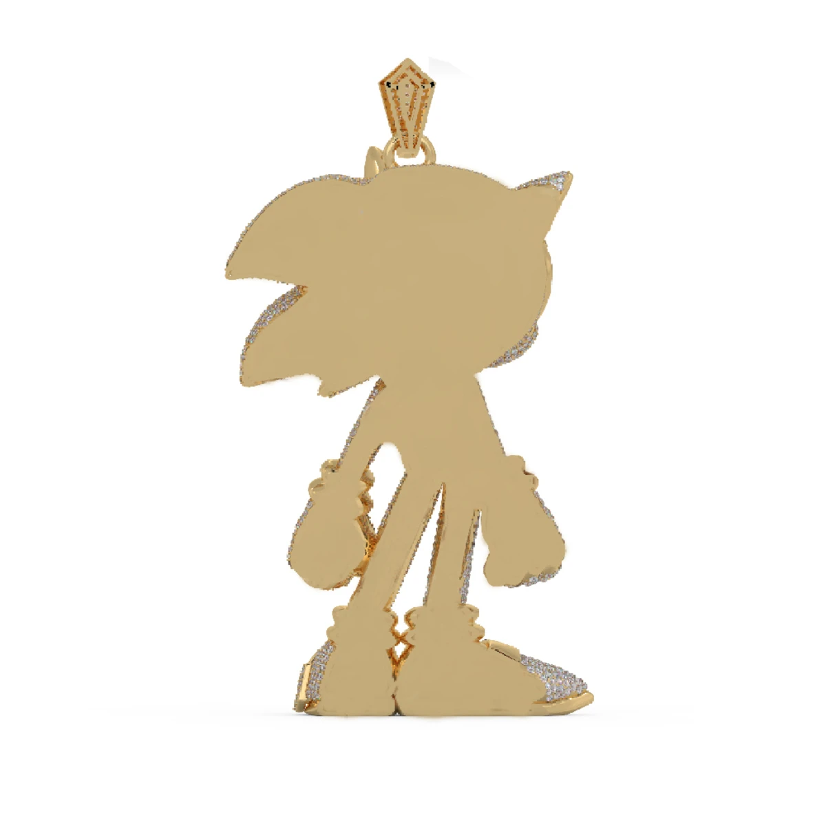 14K Yellow Gold Sonic The Hedgehog Diamond Pendant For Men 22ct 6 14K Yellow Gold Sonic The Hedgehog Diamond Pendant For Men 22ct - Image 4