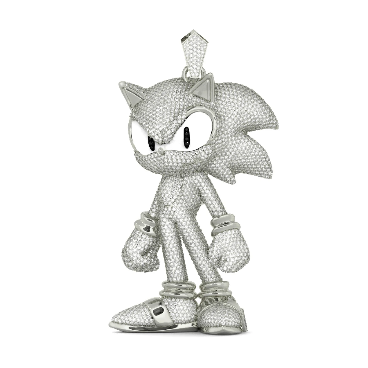14K Yellow Gold Sonic The Hedgehog Diamond Pendant For Men 22ct 4 14K Yellow Gold Sonic The Hedgehog Diamond Pendant For Men 22ct - Image 2