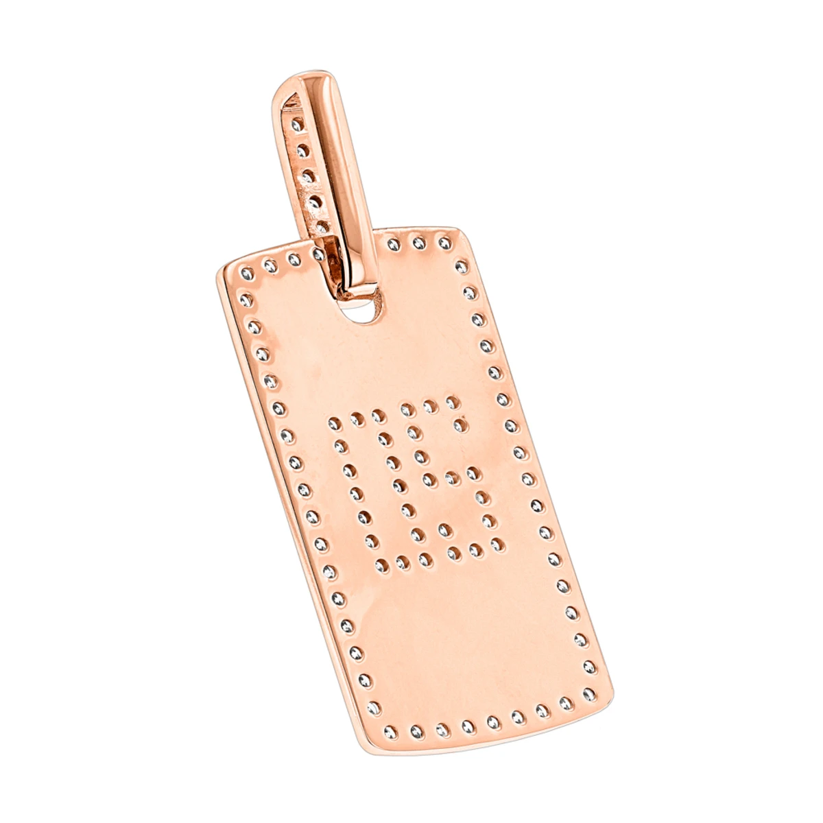 14K Rose Gold 2 Carat Diamond Dog Tag Pendant With Numbers 6 14K Rose Gold 2 Carat Diamond Dog Tag Pendant With Numbers - Image 4