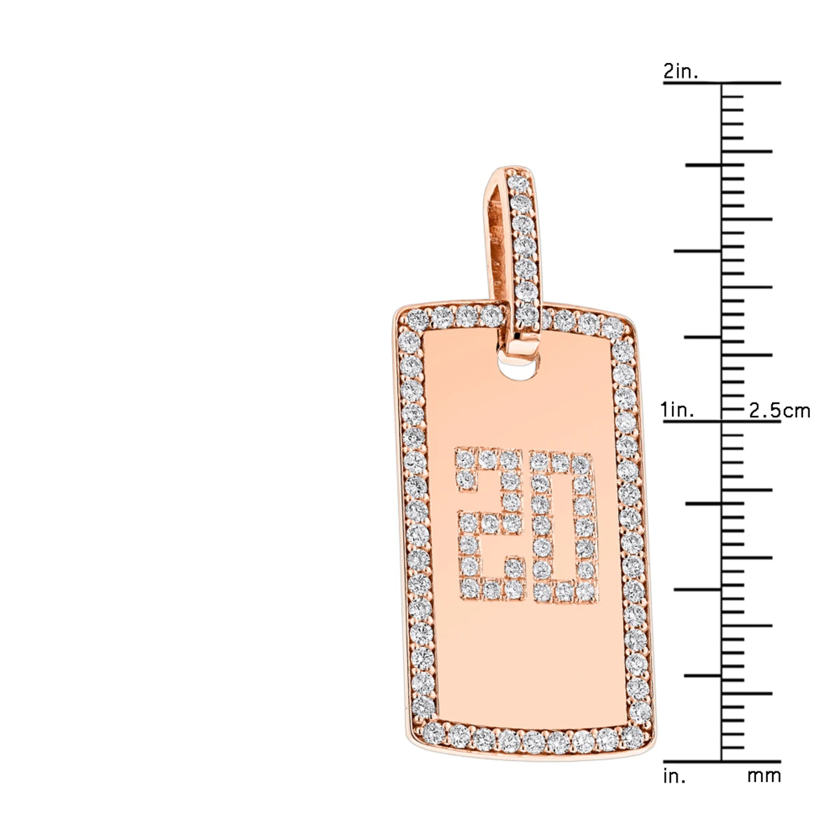 14K Rose Gold 2 Carat Diamond Dog Tag Pendant With Numbers 8 14K Rose Gold 2 Carat Diamond Dog Tag Pendant With Numbers - Image 6
