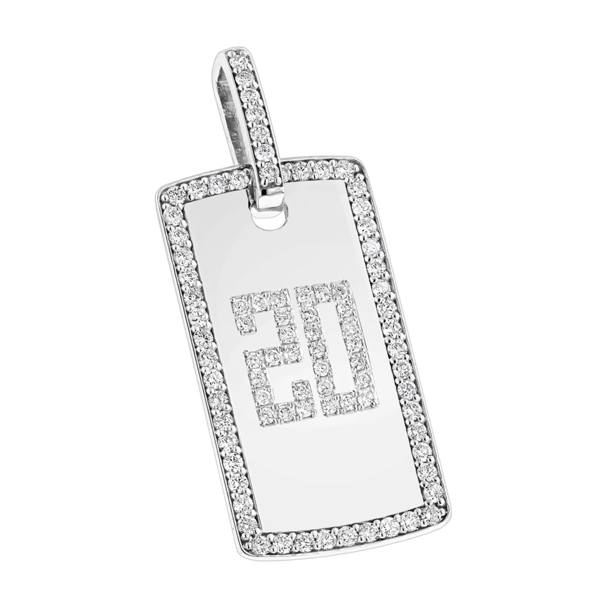 14K Rose Gold 2 Carat Diamond Dog Tag Pendant With Numbers 4 14K Rose Gold 2 Carat Diamond Dog Tag Pendant With Numbers - Image 2