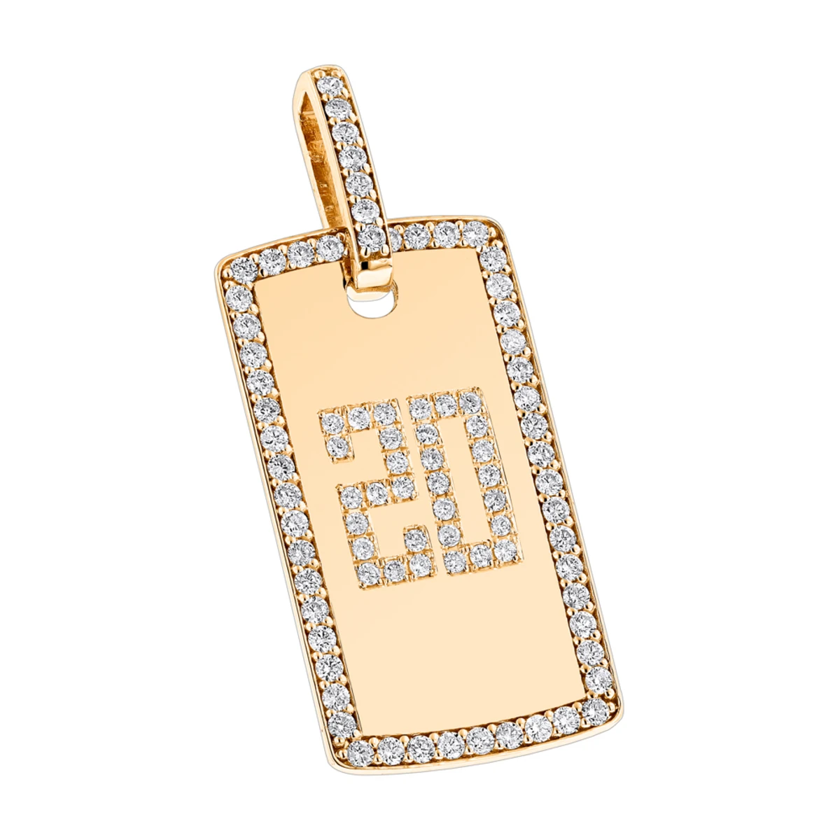 14K Rose Gold 2 Carat Diamond Dog Tag Pendant With Numbers 5 14K Rose Gold 2 Carat Diamond Dog Tag Pendant With Numbers - Image 3