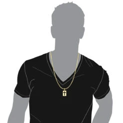 Custom Luccello 18K Yellow Gold Dog Tag Cross Pendant -Its Hot Jewelry Shop custom luccello 18k solid gold dog tag cross pendant bodye