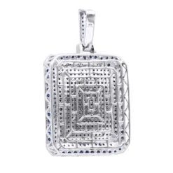 Unique Large 8 Carat Blue Diamonds 14K White Gold Dog Tag Pendant For Men -Its Hot Jewelry Shop custom made 14k gold large 8 carat blue diamonds dog tag pendant for men back white 1 20220222 20220227