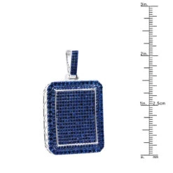 Unique Large 8 Carat Blue Diamonds 14K White Gold Dog Tag Pendant For Men -Its Hot Jewelry Shop custom made 14k gold large 8 carat blue diamonds dog tag pendant for men ruler white 20220227