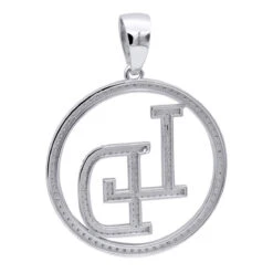 5 Carat Diamond Initials Pendant For Men & Women 10K White Gold -Its Hot Jewelry Shop custom made diamond initial pendant for men women solid 10k gold 5 carat 100642 back white