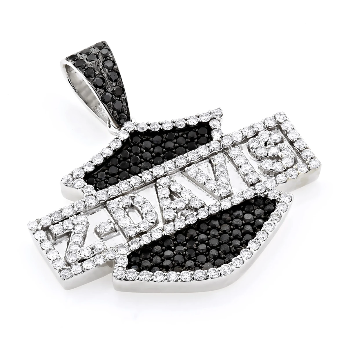 Custom Diamond Pendant For Men 14K White Gold Name Necklace 3.6ct 3 Custom Diamond Pendant For Men 14K White Gold Name Necklace 3.6ct