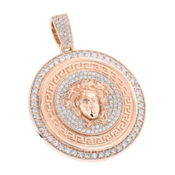 Men's Diamond Versace Style Medusa Pendant Medallion 18K Yellow Gold 7ct -Its Hot Jewelry Shop custom made diamond versace style medusa pendant medallion 18k gold 6ct ro