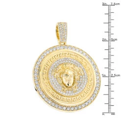 Men's Diamond Versace Style Medusa Pendant Medallion 18K Yellow Gold 7ct -Its Hot Jewelry Shop custom made diamond versace style medusa pendant medallion 18k gold 6ct rulerye