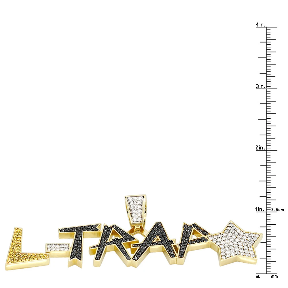 18K Yellow Gold Yellow Black White Diamond Pendant For Men 6ct 8 18K Yellow Gold Yellow Black White Diamond Pendant For Men 6ct - Image 6