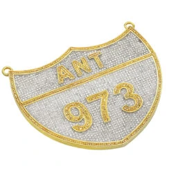 Sterling Silver White Yellow Diamond Pendant For Men