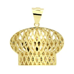 White & Blue Diamond Crown Pendant For Men 14K Yellow Gold -Its Hot Jewelry Shop custom made jewelry white blue diamond crown pendant for men in 14k gold backye