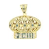 White & Blue Diamond Crown Pendant For Men 14K Yellow Gold -Its Hot Jewelry Shop custom made jewelry white blue diamond crown pendant for men in 14k gold mainye