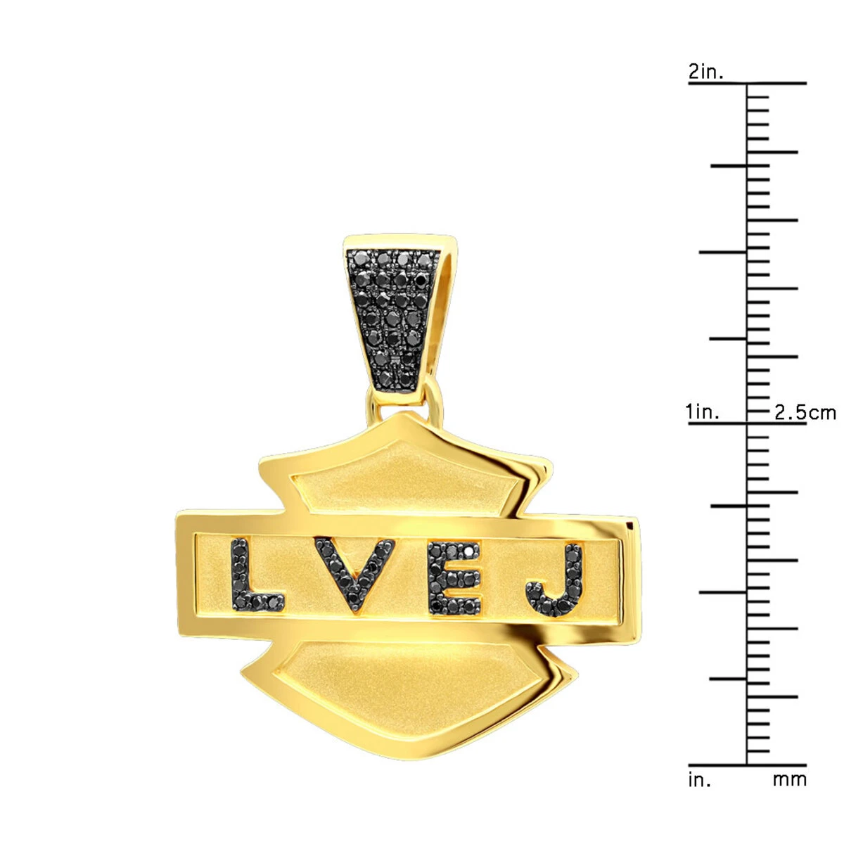 Logo Name Black Diamond Pendant For Men 14K Yellow Gold 0.55ct 8 Logo Name Black Diamond Pendant For Men 14K Yellow Gold 0.55ct - Image 6