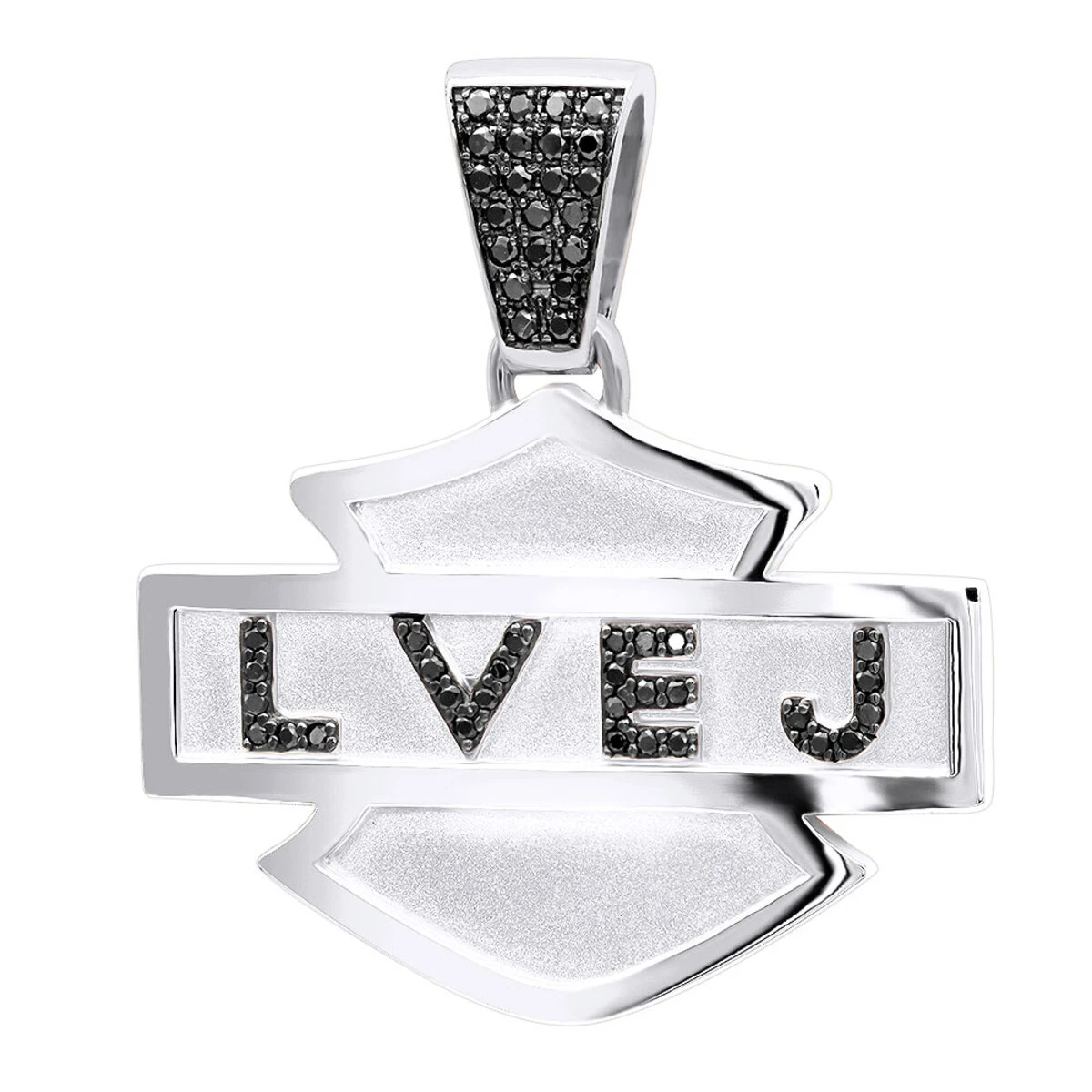 Logo Name Black Diamond Pendant For Men 14K Yellow Gold 0.55ct 4 Logo Name Black Diamond Pendant For Men 14K Yellow Gold 0.55ct - Image 2