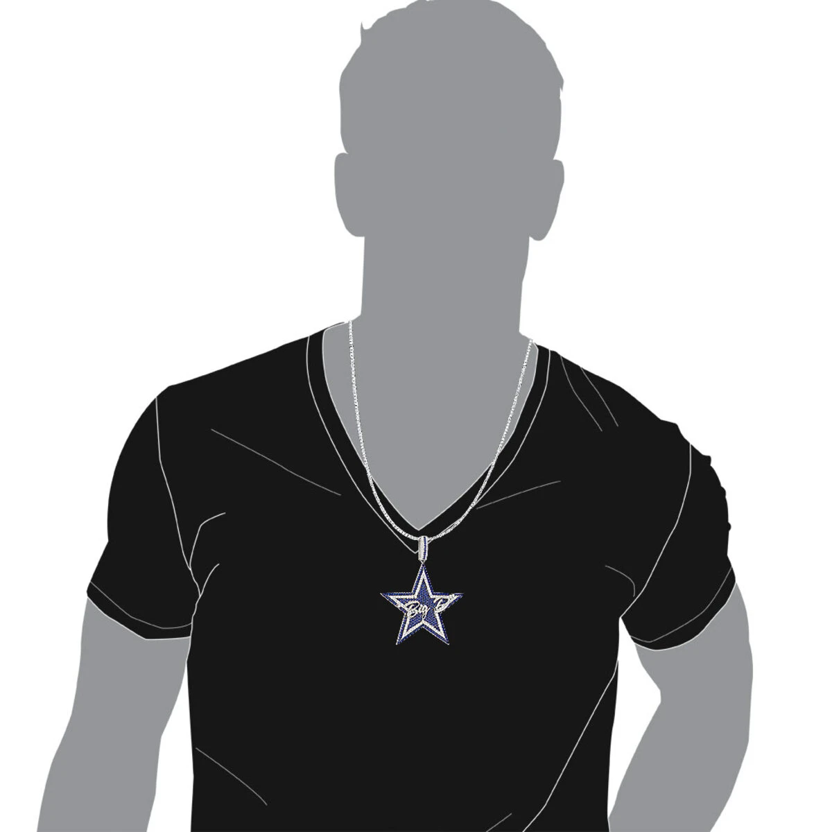 Iced Out Large Star Name Pendant In Sterling Silver For Men 5 Iced Out Large Star Name Pendant In Sterling Silver For Men - Image 3