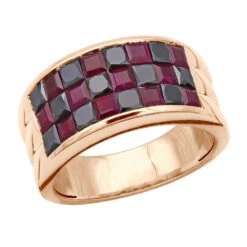 Customizable Rubies And Black Diamonds Ring For Men & Women 14K White Gold Band -Its Hot Jewelry Shop customizable rubies and black diamonds ring for men women 14k gold band 100523 rose