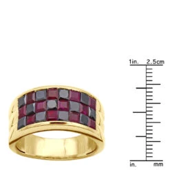 Customizable Rubies And Black Diamonds Ring For Men & Women 14K White Gold Band -Its Hot Jewelry Shop customizable rubies and black diamonds ring for men women 14k gold band 100523 ruler yellow