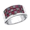 Customizable Rubies And Black Diamonds Ring For Men & Women 14K White Gold Band -Its Hot Jewelry Shop customizable rubies and black diamonds ring for men women 14k gold band 100523 white