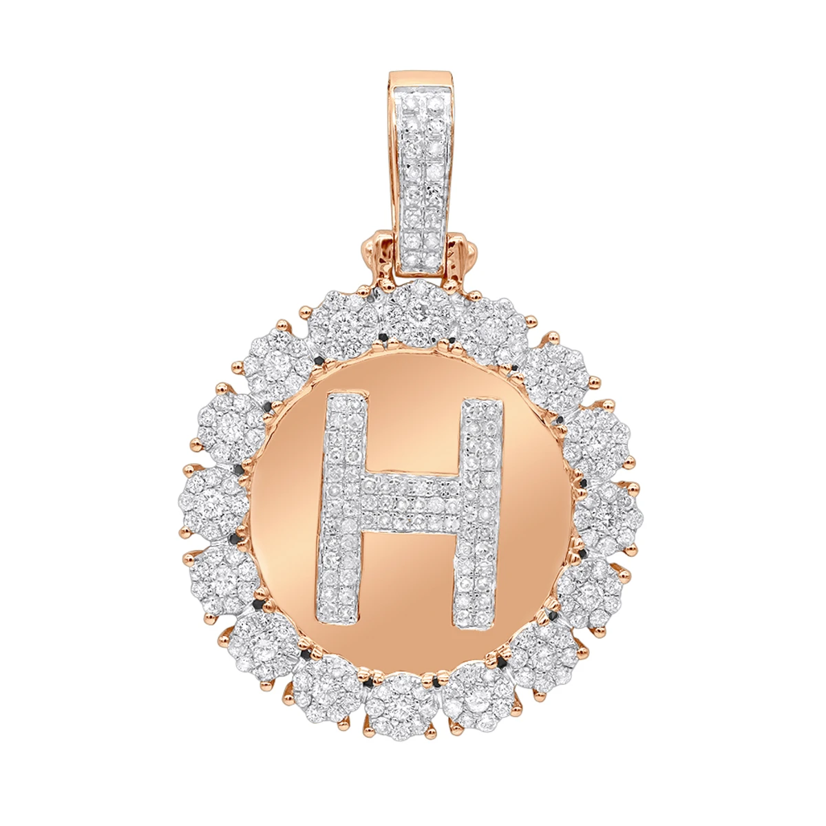 Customizable 14K Yellow Gold Men's Diamond Medallion Initial Pendant 2 Carat 5 Customizable 14K Yellow Gold Men's Diamond Medallion Initial Pendant 2 Carat - Image 3