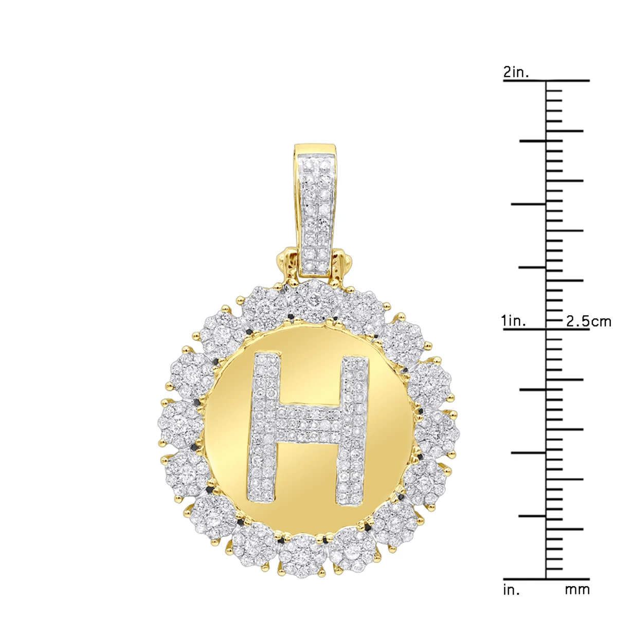 Customizable 14K Yellow Gold Men's Diamond Medallion Initial Pendant 2 Carat 10 Customizable 14K Yellow Gold Men's Diamond Medallion Initial Pendant 2 Carat - Image 8