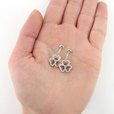 Dangle Diamond Heart Earrings 0.49ct 14K White Gold 4 Dangle Diamond Heart Earrings 0.49ct 14K White Gold - Image 2