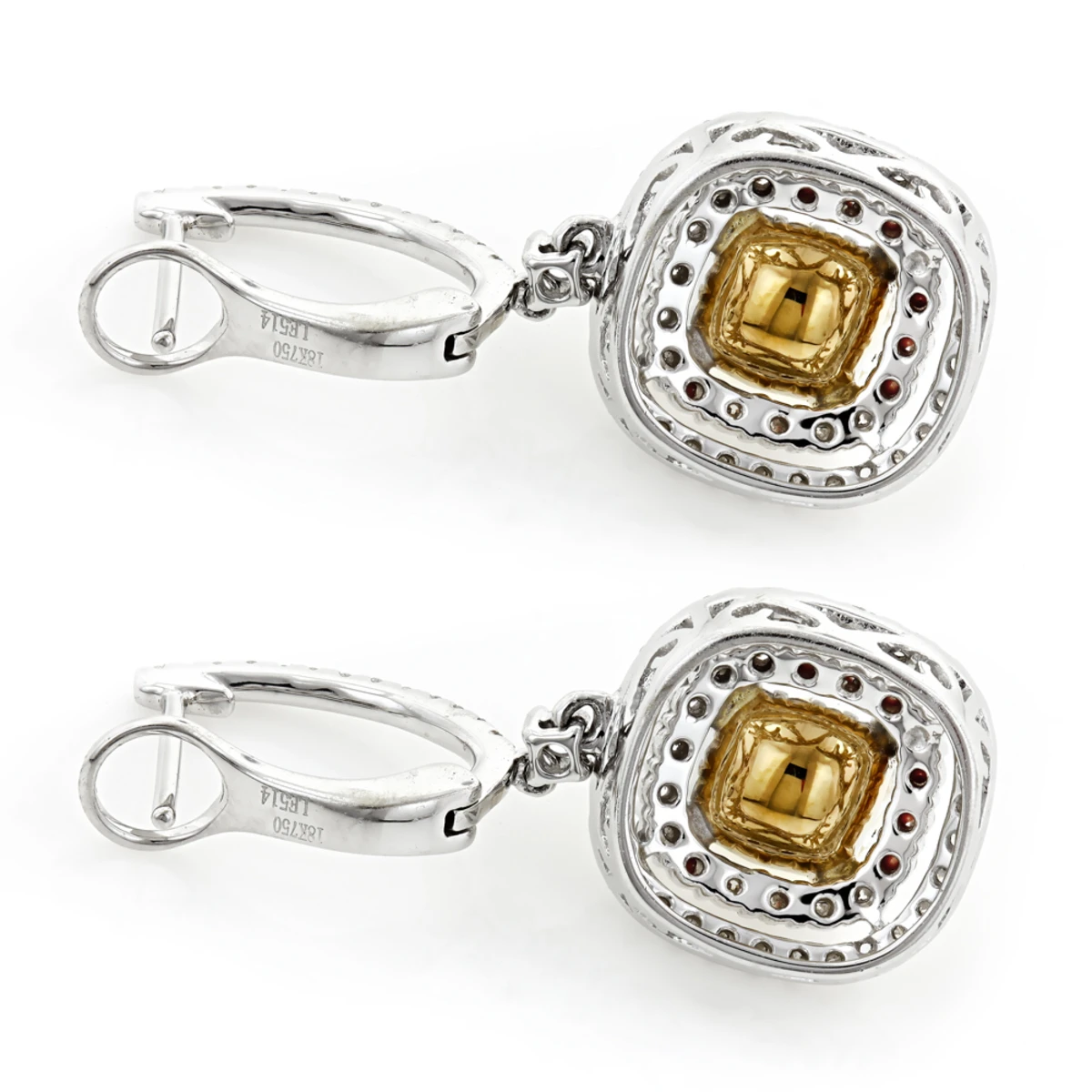 Dangling Designer Diamond Drop Earrings 6.5ct 18K White Gold Yellow Diamonds 6 Dangling Designer Diamond Drop Earrings 6.5ct 18K White Gold Yellow Diamonds - Image 4