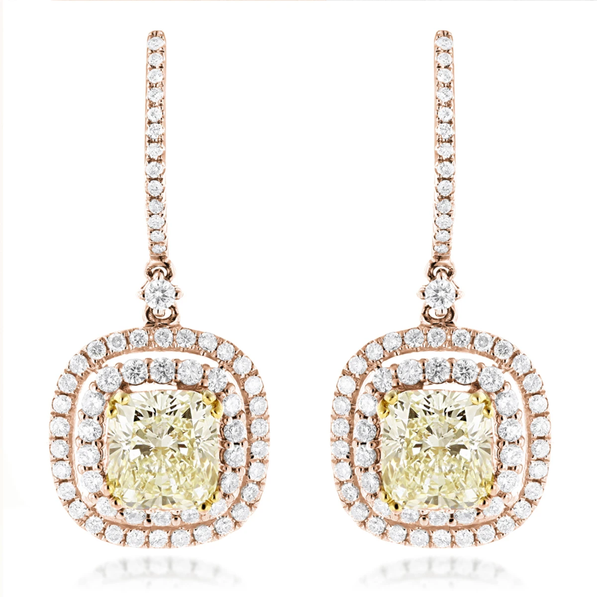 Dangling Designer Diamond Drop Earrings 6.5ct 18K White Gold Yellow Diamonds 5 Dangling Designer Diamond Drop Earrings 6.5ct 18K White Gold Yellow Diamonds - Image 3