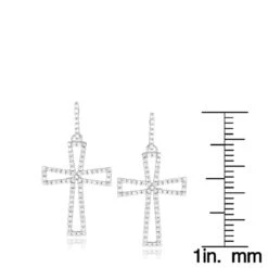 Dangling Diamond Cross Earrings 0.8ct Sterling Silver 9 Dangling Diamond Cross Earrings 0.8ct Sterling Silver -Its Hot Jewelry Shop dangling diamond cross earrings 08ct sterling silver ruler