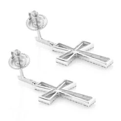 Dangling Diamond Cross Earrings 0.8ct Sterling Silver 8 Dangling Diamond Cross Earrings 0.8ct Sterling Silver -Its Hot Jewelry Shop dangling diamond cross earrings 08ct sterling silverback