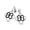 Dangling Flower Earrings With Black And White Diamonds 0.53ct 14K White Gold -Its Hot Jewelry Shop dangling flower earrings with black and white diamonds 053ct 14k gold 1