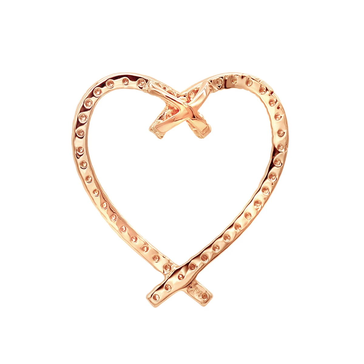 Designer 14 Karat 14K Rose Gold Diamond Heart Pendant 0.63ct 6 Designer 14 Karat 14K Rose Gold Diamond Heart Pendant 0.63ct - Image 4