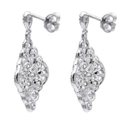 Designer 14K White Gold Diamond Drop Earrings For Women 2.5 Carat Vintage Style -Its Hot Jewelry Shop designer 14k gold diamond drop earrings for women 25 carat vintage style backwh
