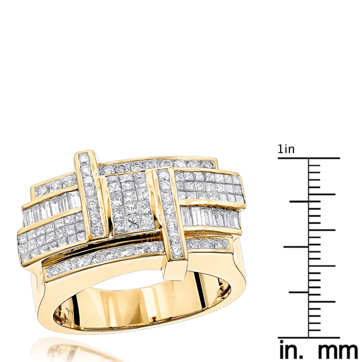 Designer 14K Yellow Gold Men's Diamond Criss Cross Ring 2.5ct G VS Diamonds 8 Designer 14K Yellow Gold Men's Diamond Criss Cross Ring 2.5ct G VS Diamonds - Image 6