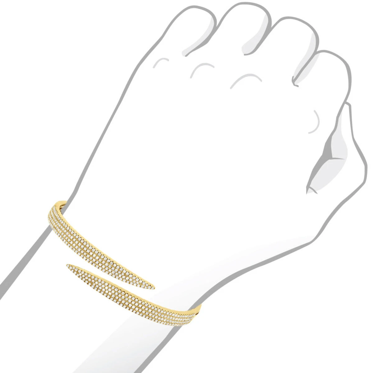 Arrow Design 2 Carat Pave Round Bangle Bracelet For Women 14K Yellow Gold 6 Arrow Design 2 Carat Pave Round Bangle Bracelet For Women 14K Yellow Gold - Image 4