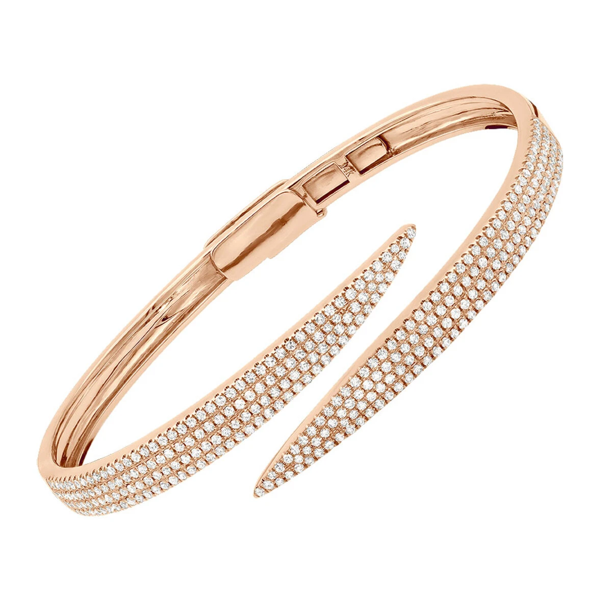 Arrow Design 2 Carat Pave Round Bangle Bracelet For Women 14K Yellow Gold 5 Arrow Design 2 Carat Pave Round Bangle Bracelet For Women 14K Yellow Gold - Image 3