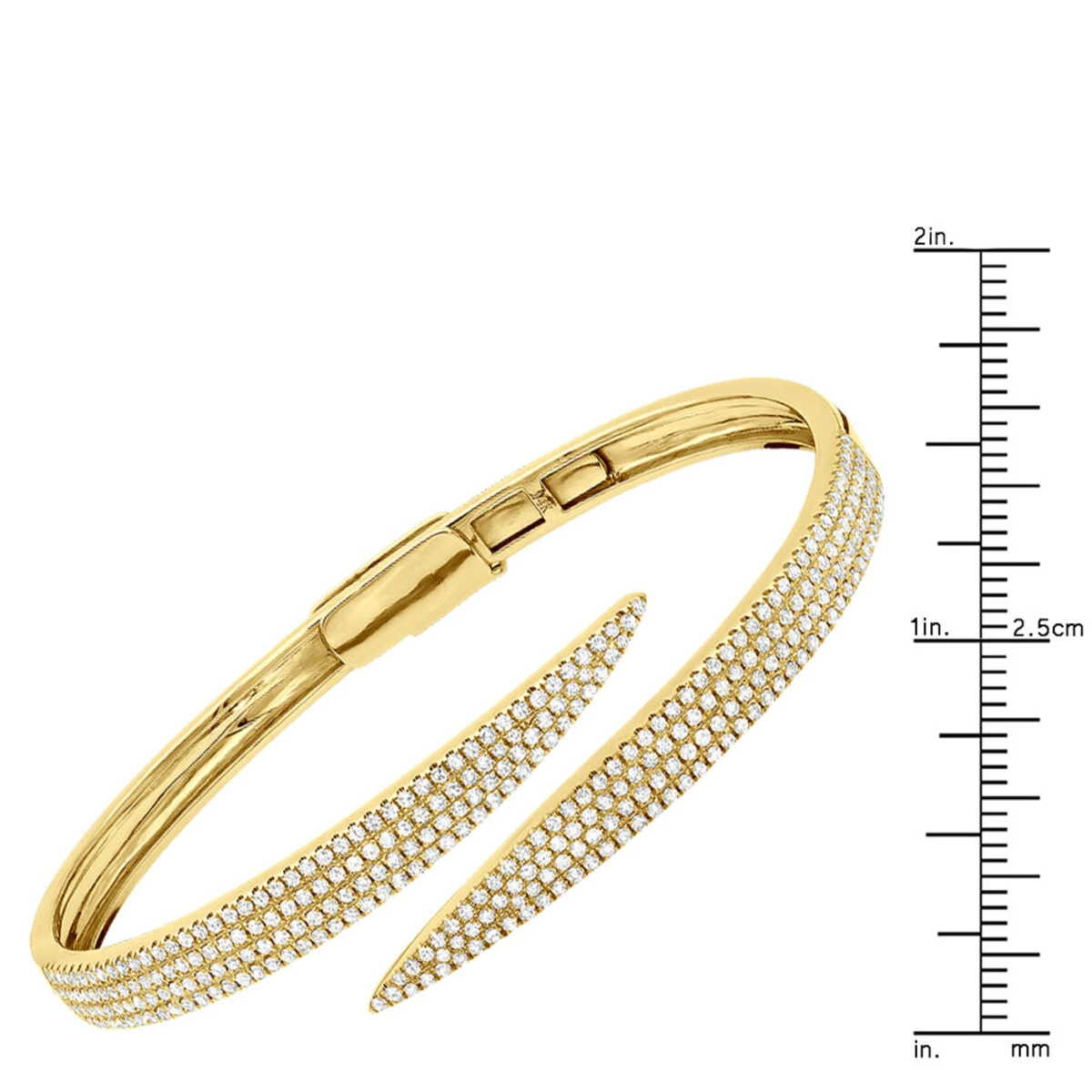 Arrow Design 2 Carat Pave Round Bangle Bracelet For Women 14K Yellow Gold 7 Arrow Design 2 Carat Pave Round Bangle Bracelet For Women 14K Yellow Gold - Image 5
