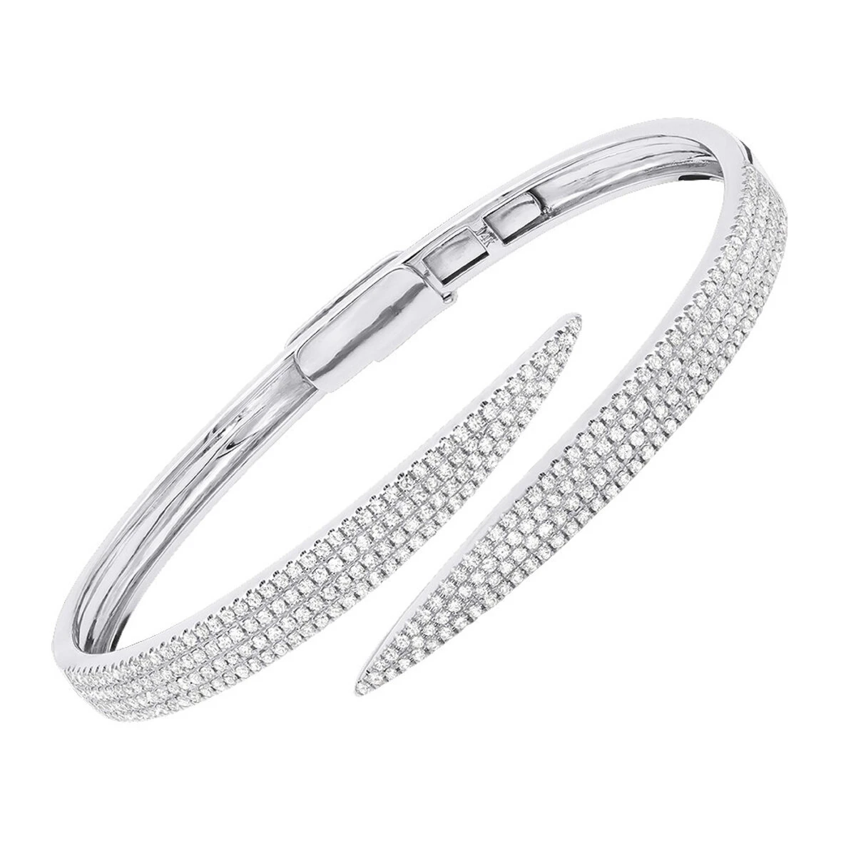 Arrow Design 2 Carat Pave Round Bangle Bracelet For Women 14K Yellow Gold 4 Arrow Design 2 Carat Pave Round Bangle Bracelet For Women 14K Yellow Gold - Image 2