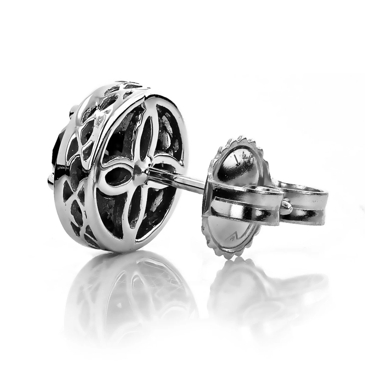 Designer 14K White Gold White Black Diamond Earrings 2.04ct 6 Designer 14K White Gold White Black Diamond Earrings 2.04ct - Image 4