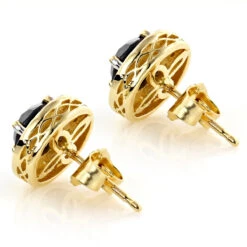 Designer 14K Yellow Gold White Black Diamond Stud Earrings 1.92ct 10 Designer 14K Yellow Gold White Black Diamond Stud Earrings 1.92ct -Its Hot Jewelry Shop designer 14k white black diamond stud earrings 192ct p 6263 backye