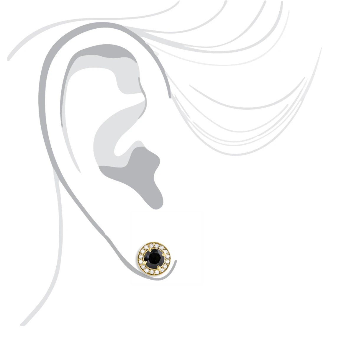 Designer 14K Yellow Gold White Black Diamond Stud Earrings 1.92ct 7 Designer 14K Yellow Gold White Black Diamond Stud Earrings 1.92ct - Image 5
