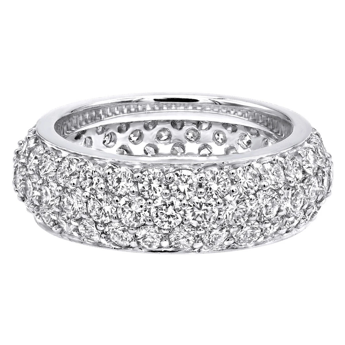 Designer 18K White Gold Pave Diamond Eternity Ring 3.23ct 6 Designer 18K White Gold Pave Diamond Eternity Ring 3.23ct - Image 4