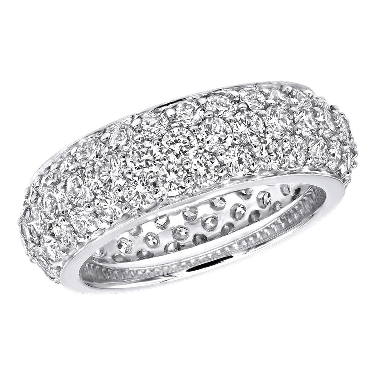 Designer 18K White Gold Pave Diamond Eternity Ring 3.23ct 3 Designer 18K White Gold Pave Diamond Eternity Ring 3.23ct