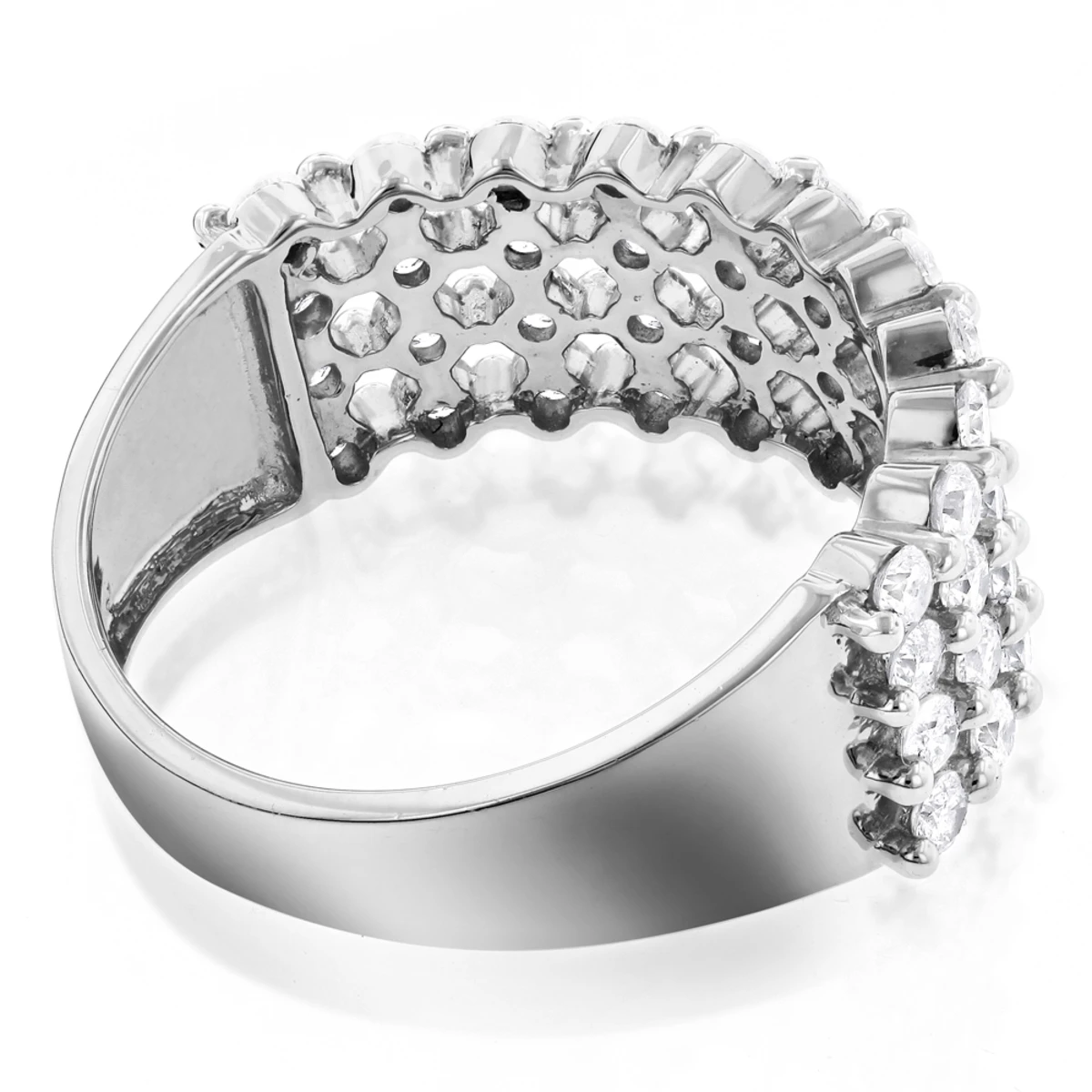 Designer 4 Row Diamond Wedding Band 1.42ct 14K White Gold 6 Designer 4 Row Diamond Wedding Band 1.42ct 14K White Gold - Image 4