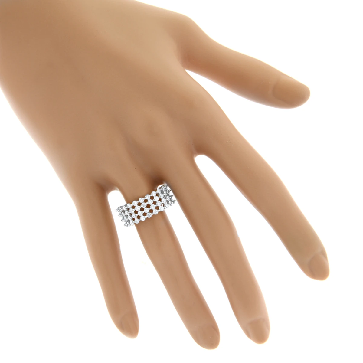 Designer 4 Row Diamond Wedding Band 1.42ct 14K White Gold 9 Designer 4 Row Diamond Wedding Band 1.42ct 14K White Gold - Image 7